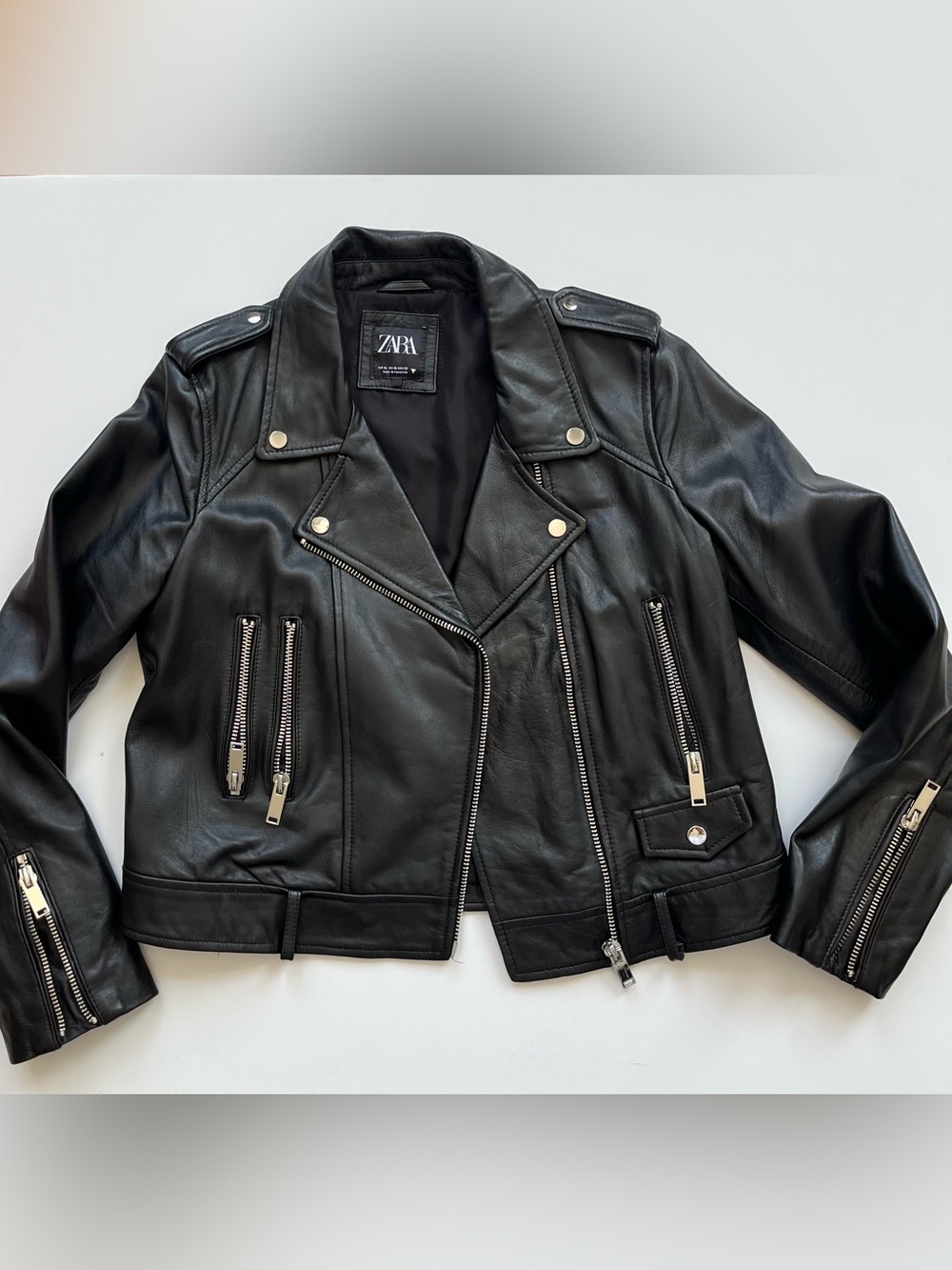Zara Genuine Leather Classic Biker Jacket